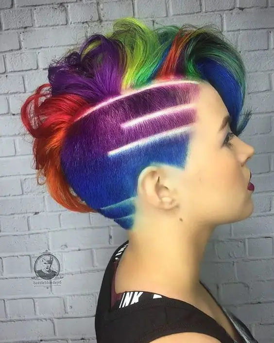 63-coolest-rainbow-hair-ideas-trending-colors-to-try Rebellious Rainbow Undercut