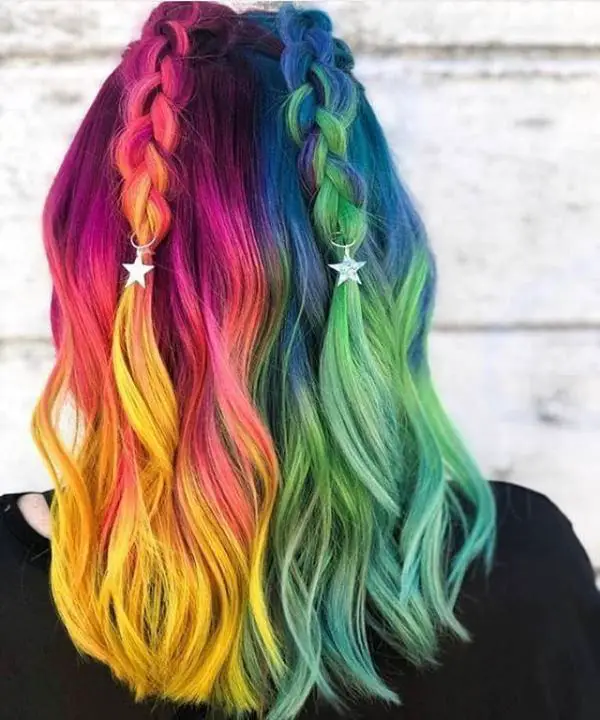 63-coolest-rainbow-hair-ideas-trending-colors-to-try Split Rainbow Hair