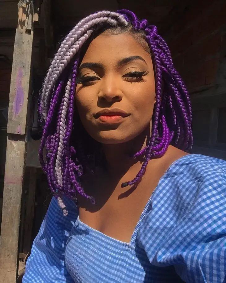 65-best-purple-hair-ideas-trending-colors-to-try-in-2023 Money Piece Box Braids