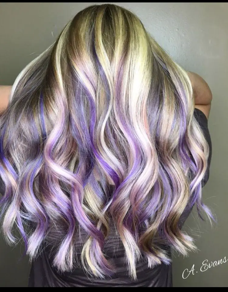 65-best-purple-hair-ideas-trending-colors-to-try-in-2023 Purple With Blonde Highlights