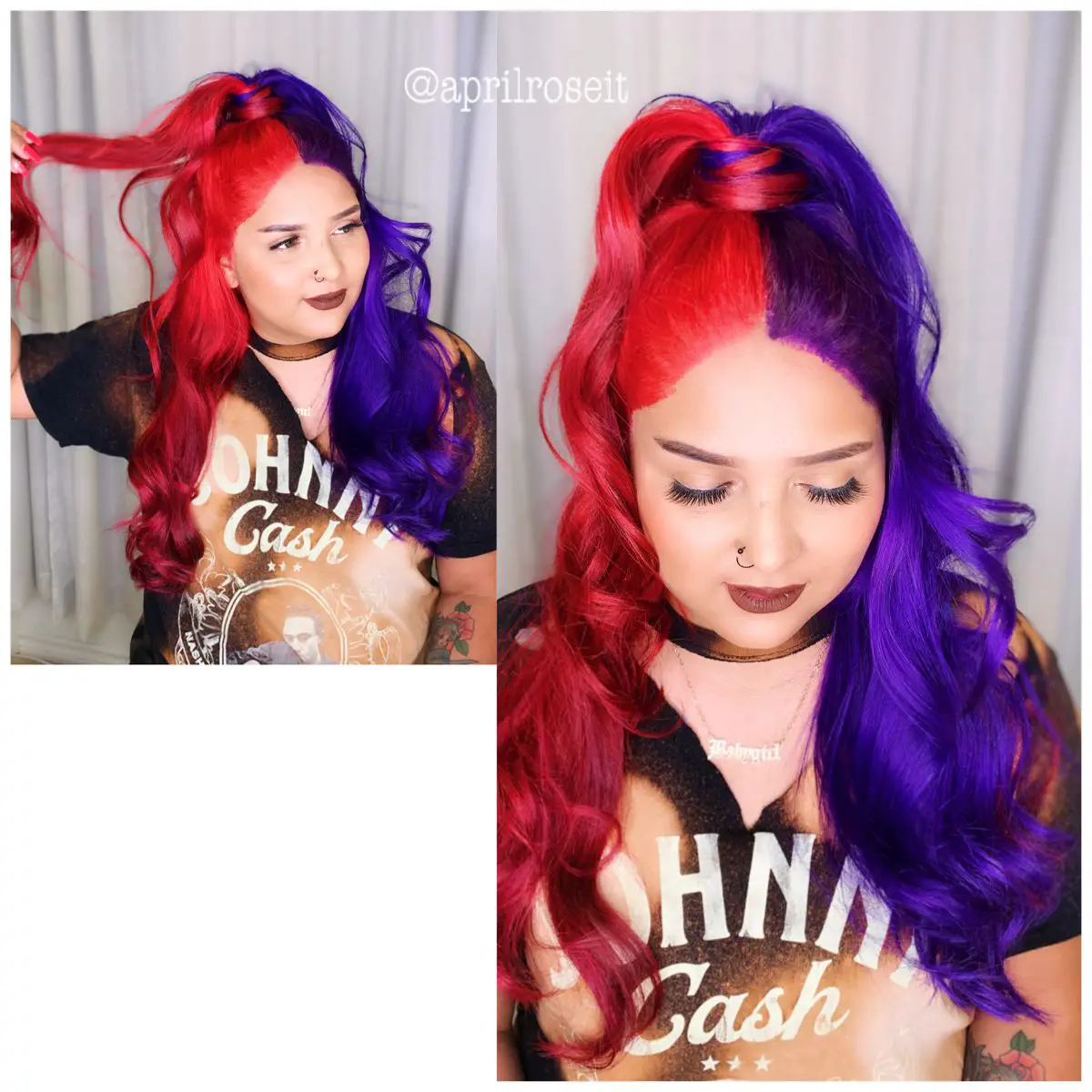 65-best-purple-hair-ideas-trending-colors-to-try-in-2023 Red Purple Split Dye