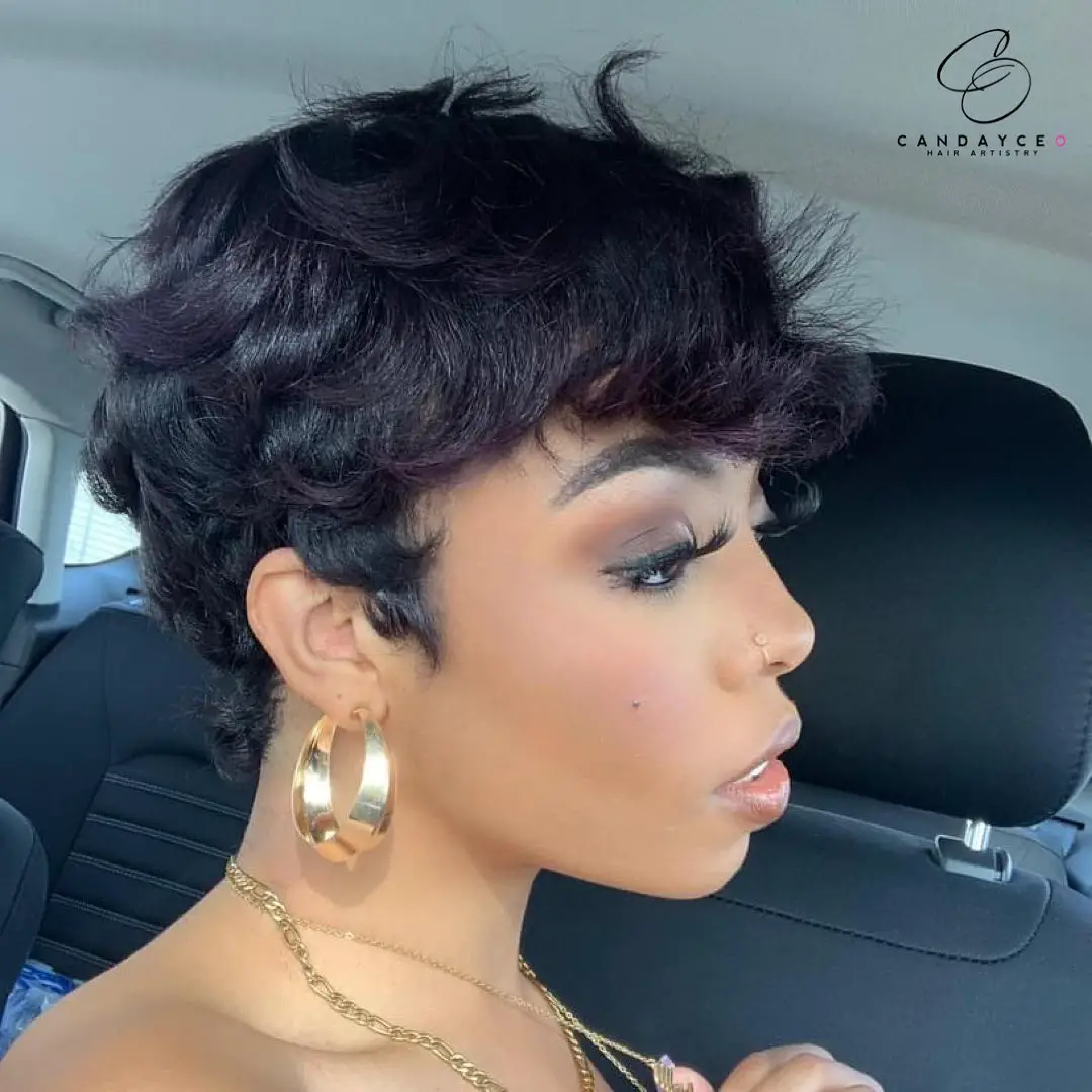 71-best-short-relaxed-hairstyles-for-black-women Wavy Pixie with Long Bangs