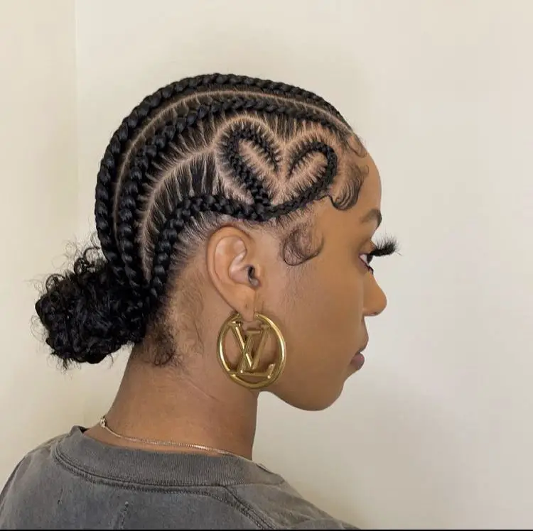 100-best-haircuts-for-women-trending-hairstyles-in-2023 Heart Cornrows