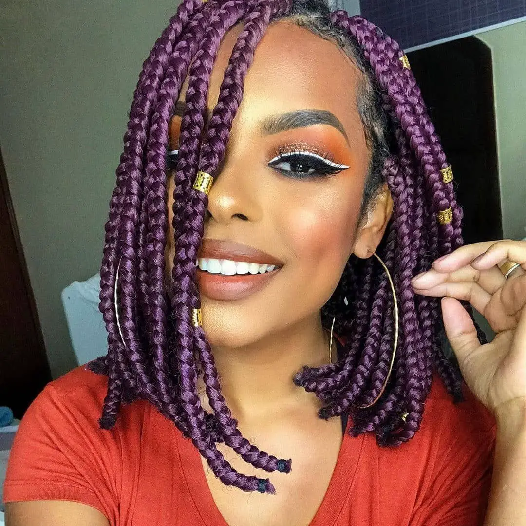 33-medium-box-braids-for-women-trending-this-year Purple Box Braids