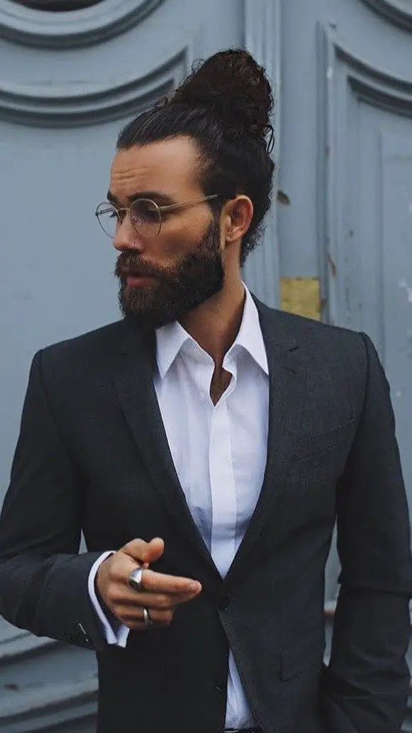 50-best-man-bun-hairstyles-trending-this-year Man Bun With Full Beard
